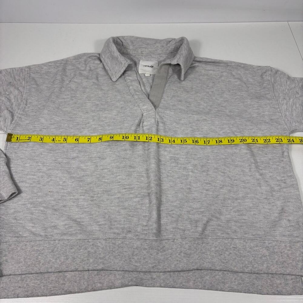 Aerie Heather Gray Women's V-neck Collared Sweatshirt Size Medium B8 - Picture 5 of 8
